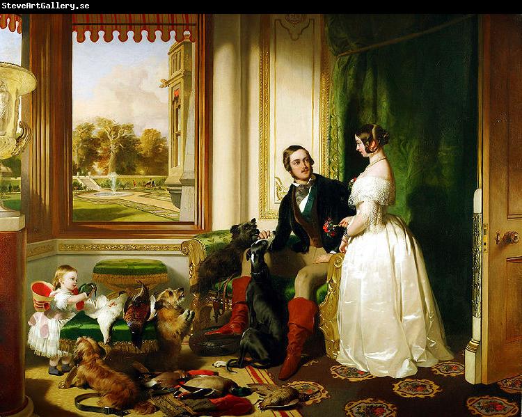 Sir edwin henry landseer,R.A. Windsor Castle in Modern Times, 1840-43 This painting shows Queen Victoria and Prince Albert at home at Windsor Castle in Berkshire, England.
